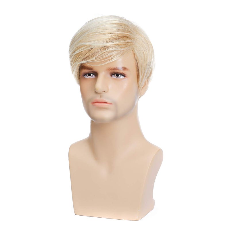 Kaneles Mens Blonde Wig Short Wig Natural Hair Replacement Synthetic Costume Halloween Hair Wigs (Light Blonde) - Image 3